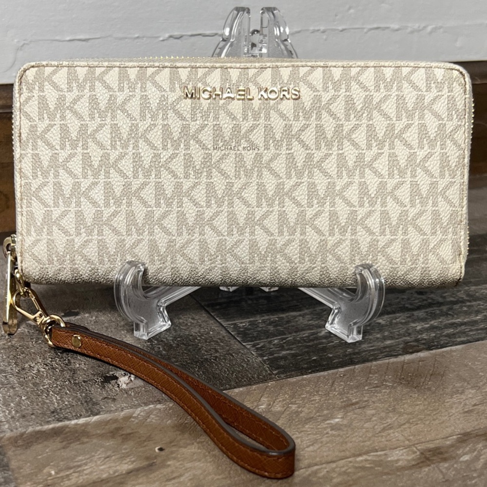 Michael Kors Cream Monogram Wristlet